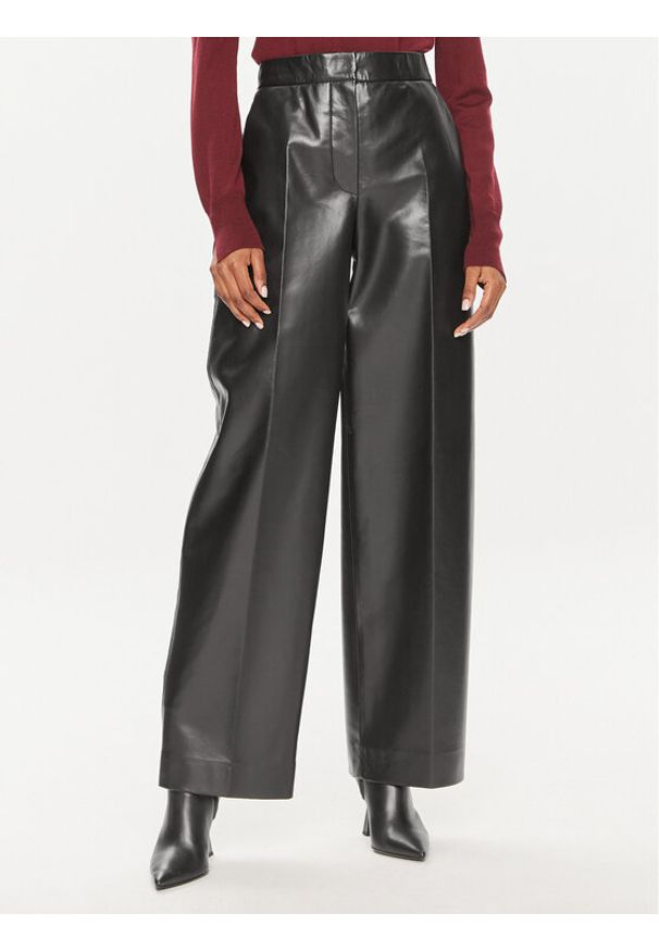 Calvin Klein Spodnie skórzane K20K207083 Czarny Straight Leg. Kolor: czarny. Materiał: syntetyk