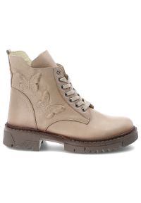 Beżowe Botki Artiker Eleganckie Skórzane Buty. Kolor: beżowy. Materiał: skóra. Styl: elegancki #7