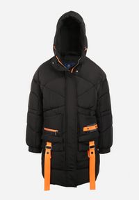 Born2be - Czarna Kurtka Pikowana Kilha. Okazja: na co dzień. Kolor: czarny. Materiał: wełna, guma. Długość: długie. Wzór: aplikacja. Sezon: zima. Styl: casual #3