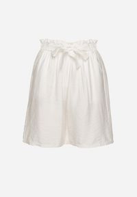 Born2be - Białe Wiskozowe Szorty z Wysokim Stanem i Paskiem Lumovelle. Okazja: na co dzień. Stan: podwyższony. Kolor: biały. Materiał: wiskoza. Styl: elegancki, casual #5