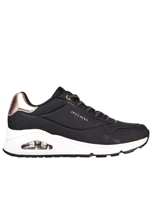 skechers - Buty Skechers Uno Shimmer Away 155196BLK - czarne. Zapięcie: sznurówki. Kolor: czarny. Materiał: skóra, syntetyk, guma. Szerokość cholewki: normalna. Model: Skechers Sport