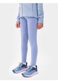 4f - Legginsy dzianinowe dziewczęce. Okazja: na co dzień. Kolor: niebieski. Materiał: dzianina. Styl: casual #2