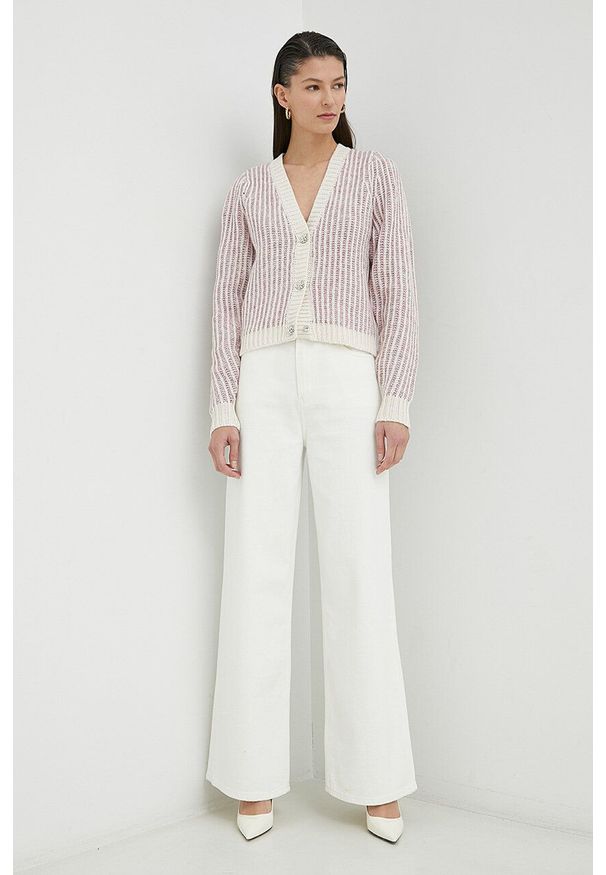 Bruuns Bazaar kardigan z domieszką wełny Nolana Hanara. Okazja: na co dzień. Materiał: wełna. Długość rękawa: długi rękaw. Długość: długie. Wzór: ze splotem. Styl: casual