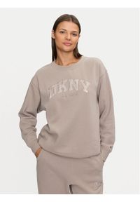 DKNY Sport Bluza DP4T9809 Beżowy Regular Fit. Kolor: beżowy. Materiał: syntetyk, bawełna. Styl: sportowy