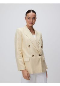 Reserved - Lniana marynarka - jasnożółty. Kolor: żółty. Materiał: len #1