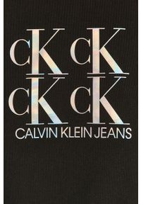 Calvin Klein Jeans - Bluza bawełniana. Okazja: na co dzień. Kolor: czarny. Materiał: bawełna. Długość rękawa: długi rękaw. Długość: długie. Wzór: nadruk. Styl: casual #5