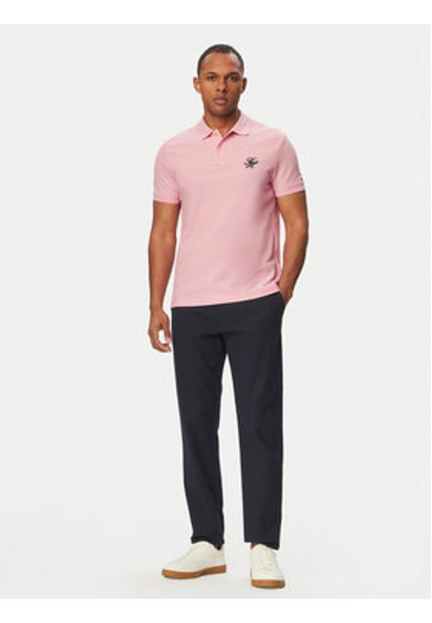 TOMMY HILFIGER - Tommy Hilfiger Polo MW0MW43046 Różowy Regular Fit. Typ kołnierza: polo. Kolor: różowy. Materiał: bawełna