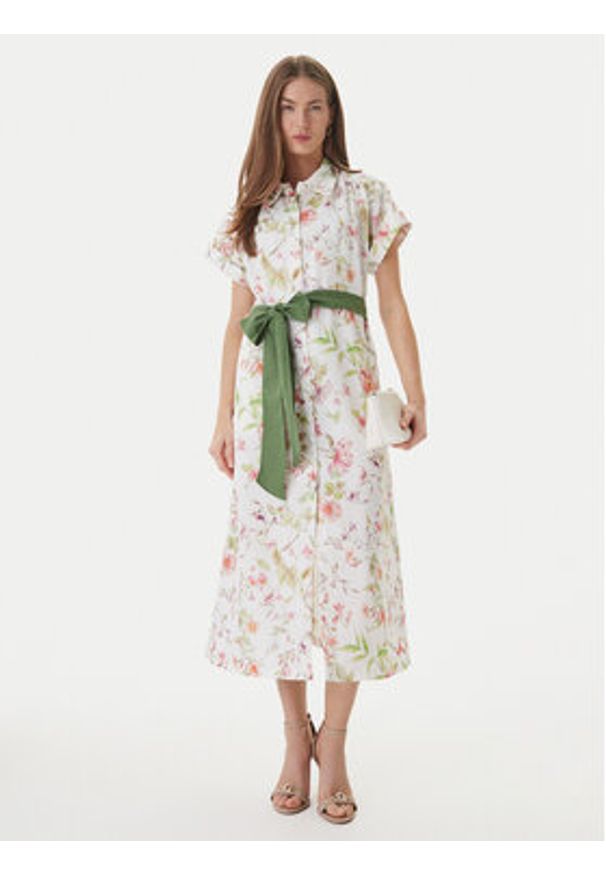 Luisa Spagnoli Sukienka koszulowa Pilea 543227 Écru Regular Fit. Kolor: kremowy. Materiał: len. Typ sukienki: koszulowe