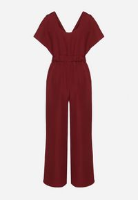 Born2be - Bordowy Elegancki Kombinezon z Marszczeniem i Wcięciem w Talii Melonessa. Okazja: na co dzień. Kolor: czerwony. Sezon: wiosna, jesień. Styl: elegancki #5