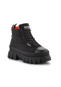 Buty do chodzenia damskie Palladium Revolt Boot Overcush. Wysokość cholewki: za kostkę. Zapięcie: sznurówki. Kolor: czarny. Materiał: materiał, syntetyk, tkanina. Szerokość cholewki: normalna. Sport: turystyka piesza