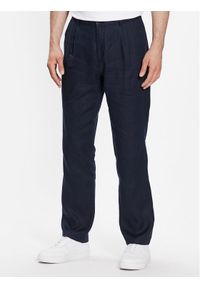 Sisley Spodnie materiałowe 4AGHSF02P Granatowy Slim Fit. Kolor: niebieski. Materiał: len #1