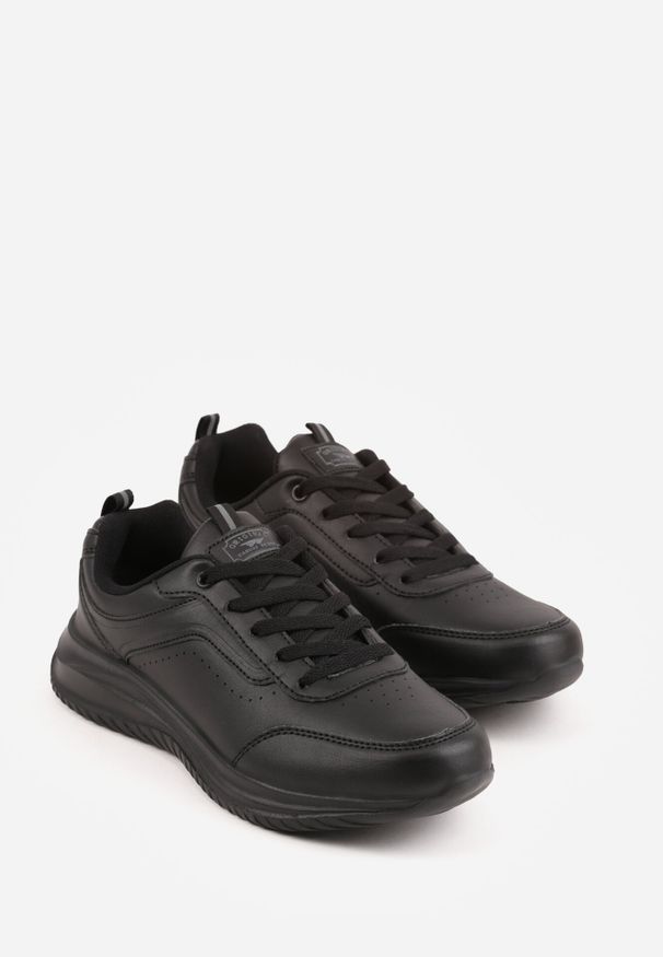 Born2be - Czarne Sznurowane Buty Sportowe z Cholewką przed Kostkę z Przeszyciami Tereditee. Wysokość cholewki: przed kostkę. Kolor: czarny. Szerokość cholewki: normalna