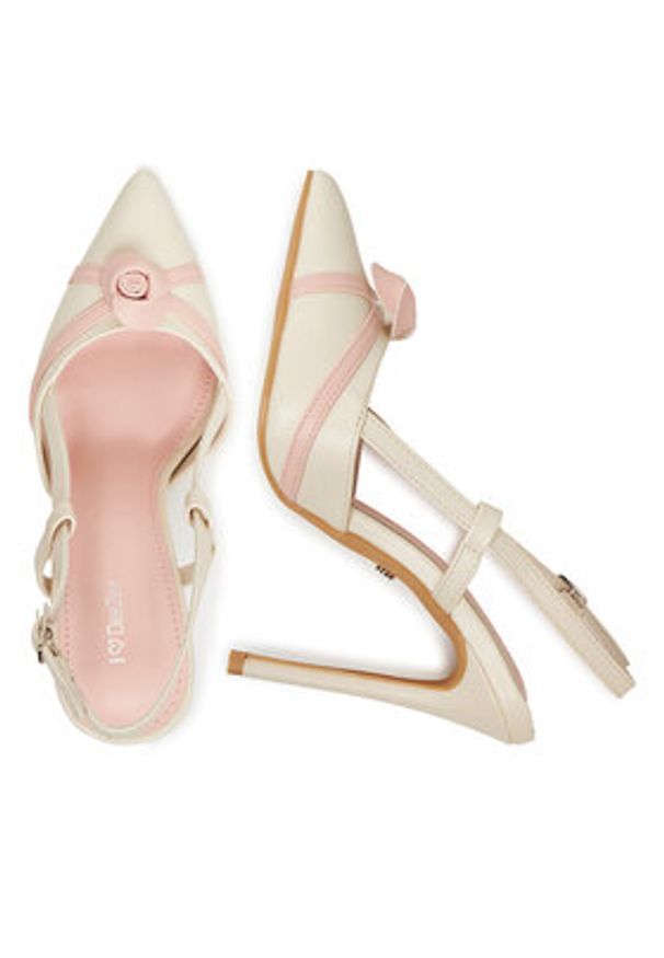 DeeZee Szpilki HT92831-166 Écru. Materiał: skóra. Obcas: na szpilce