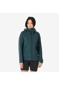 quechua - Kurtka turystyczna damska Quechua MH500 wodoodporna. Kolor: niebieski, zielony, wielokolorowy. Materiał: poliester, elastan, materiał. Sport: wspinaczka, turystyka piesza #1