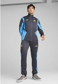 Puma - Męska rozpinana kurtka Olympique de Marseille ftblNRGY+ PUMA. Kolor: wielokolorowy, beżowy, szary. Wzór: aplikacja