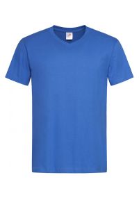 Stedman - Chabrowy Bawełniany T-Shirt w Serek, Męski Bez Nadruku -STEDMAN- Koszulka, Krótki Rękaw, V-neck. Okazja: na co dzień. Typ kołnierza: dekolt w serek. Kolor: niebieski. Materiał: bawełna. Długość rękawa: krótki rękaw. Długość: krótkie. Styl: casual #1