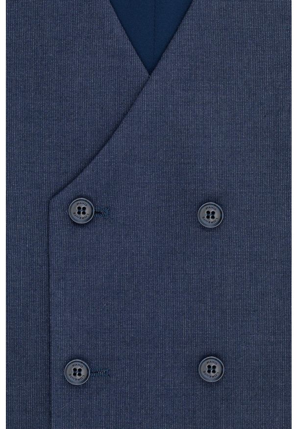 Pako Lorente - PAKO LORENTE – Granatowa dwurzędowa kamizelka męska. Kolor: niebieski. Materiał: wiskoza, elastan, poliester. Wzór: melanż