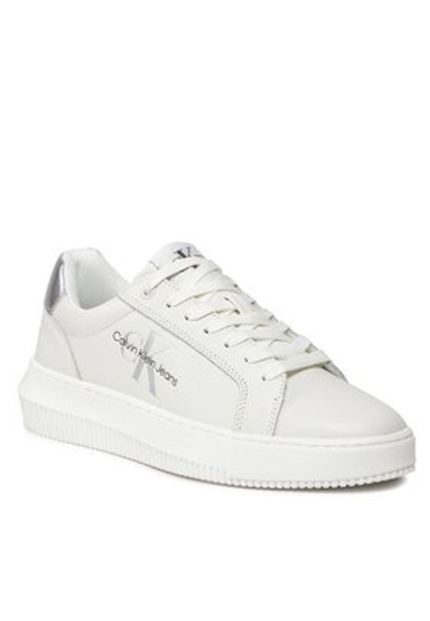 Calvin Klein Jeans Sneakersy YW0YW01224 Biały. Kolor: biały. Materiał: skóra