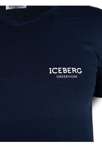 Iceberg T-shirt | ICE1UTS02 | Mężczyzna | Granatowy. Typ kołnierza: dekolt w kształcie V. Kolor: niebieski. Materiał: bawełna, elastan. Wzór: nadruk #3