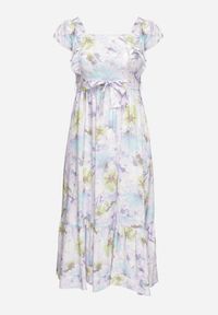 Born2be - Jasnofioletowa Wiskozowa Sukienka w Kwiaty na Ramiączkach z Falbanką i Materiałowym Paskiem Moemia. Okazja: na ślub cywilny, na co dzień, na imprezę, na wesele. Typ kołnierza: kołnierz z falbankami, dekolt kwadratowy. Kolor: fioletowy. Materiał: materiał, wiskoza. Długość rękawa: na ramiączkach. Wzór: kwiaty. Styl: casual, elegancki #5