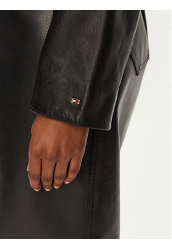 TOMMY HILFIGER - Tommy Hilfiger Kurtka skórzana WW0WW43781 Czarny Regular Fit. Kolor: czarny. Materiał: skóra