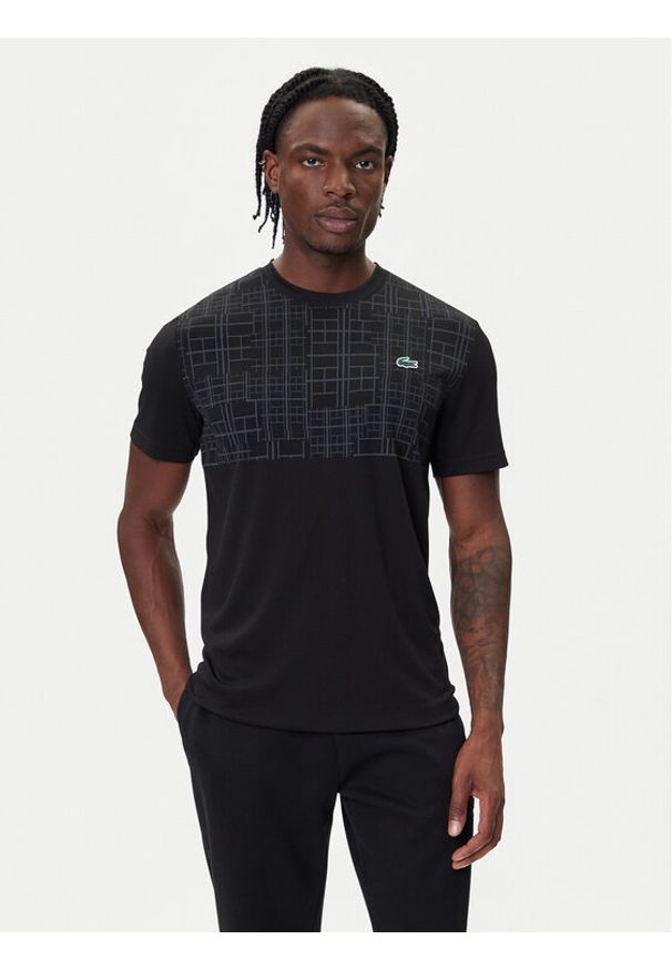 Lacoste Koszulka techniczna TH4782 Czarny Regular Fit. Kolor: czarny. Materiał: syntetyk
