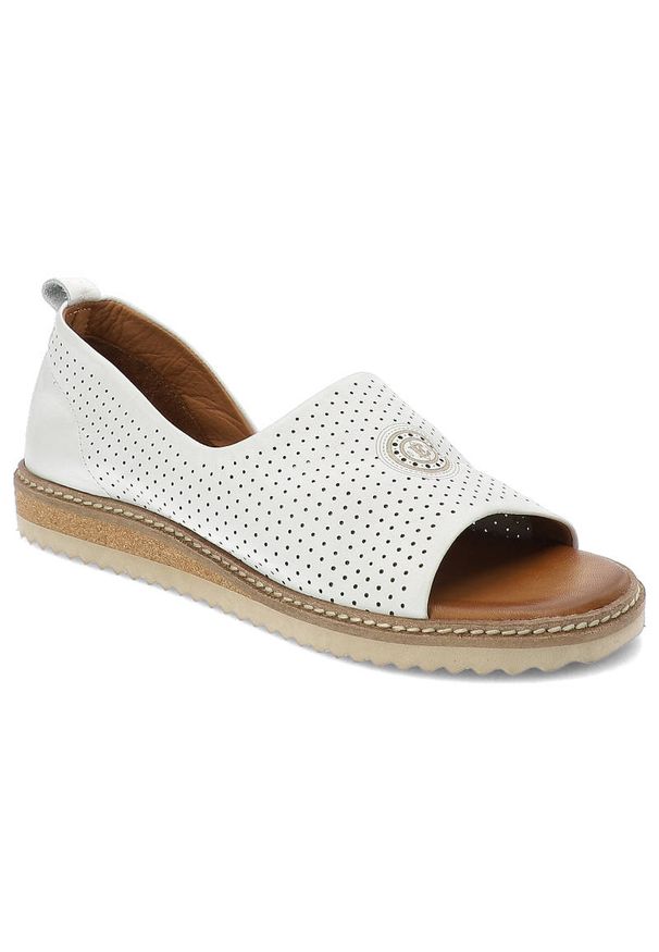 Sandały damskie Artiker, perforowane ze skóry naturalnej, białe, 44C0689. Okazja: na co dzień. Kolor: biały. Materiał: skóra. Sezon: lato. Styl: casual, elegancki