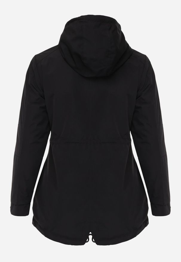 Born2be - Czarna Przejściowa Kurtka Dwustronna o Kroju Parki z Pikowaniem Wewnątrz Zidelle. Typ kołnierza: kaptur. Kolor: czarny. Materiał: poliester, jeans. Styl: sportowy