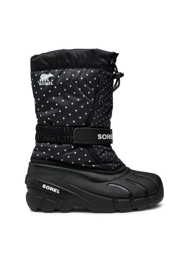 sorel - Sorel Śniegowce Youth Flurry Print NY3503-010 Czarny. Kolor: czarny. Materiał: materiał. Wzór: nadruk