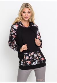 bonprix - Bluza z kapturem. Typ kołnierza: kaptur. Kolor: czarny. Materiał: poliester. Wzór: nadruk. Styl: elegancki