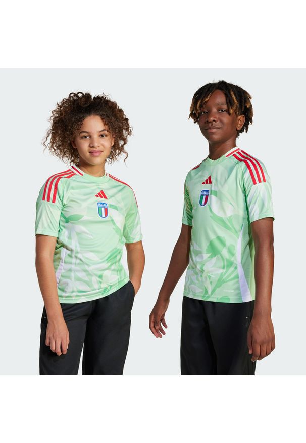 Adidas - Koszulka Italy 25 (Women's Team) Away Kids. Kolor: zielony. Materiał: materiał