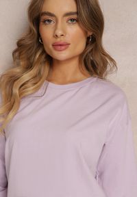 Renee - Fioletowa Bluza z Długim Rękawem i Okrągłym Dekoltem Miyoko. Kolor: fioletowy. Materiał: dzianina. Długość rękawa: długi rękaw. Długość: długie. Wzór: gładki #5