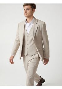 Reserved - Kamizelka garniturowa - beżowy. Kolor: beżowy. Materiał: tkanina, elastan, wiskoza #1