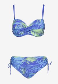 Born2be - Niebieski Dwuczęściowy Komplet Bikini Biustonosz z Usztywnieniem Majtki Typu Figi Roseria. Kolor: niebieski
