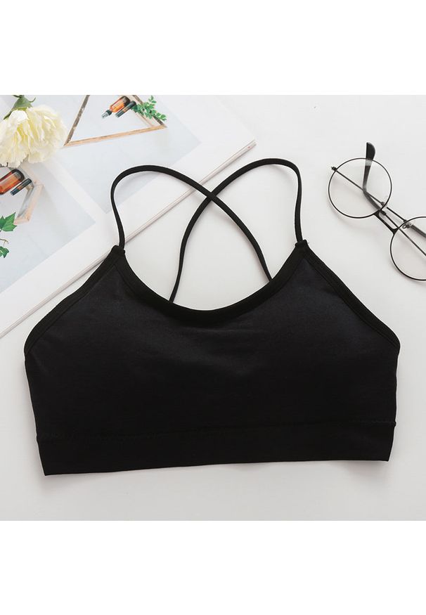 Intica - Biustonosz na cienkich ramiączkach z elastycznego materiału Unnie. Kolor: czarny. Materiał: materiał