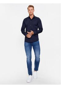 Sisley Koszula 5CNX5QL19 Granatowy Slim Fit. Kolor: niebieski. Materiał: bawełna #4