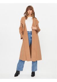 Marella Płaszcz wełniany Gesti 2330160238200 Brązowy Regular Fit. Kolor: brązowy. Materiał: wiskoza, wełna