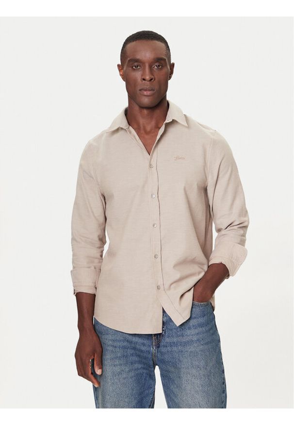 Guess Koszula M5BH26 W1961 Beżowy Regular Fit. Kolor: beżowy. Materiał: bawełna