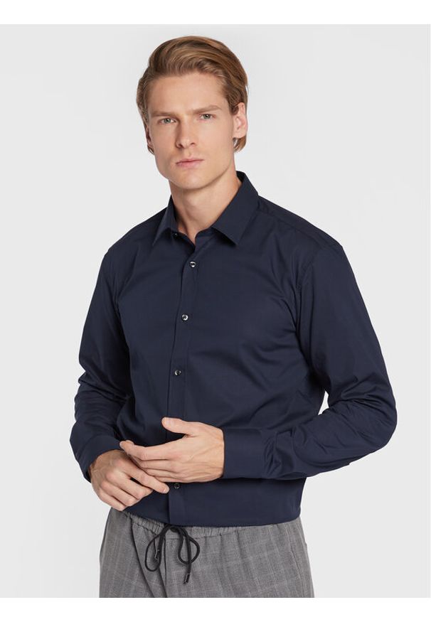 Hugo Koszula Elisha02 50479396 Granatowy Extra Slim Fit. Kolor: niebieski. Materiał: bawełna