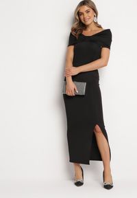 Born2be - Czarna Sukienka Maxi Bez Ramiączek z Ozdobną Kokardą i Rozcięciem Marigore. Typ kołnierza: kokarda. Kolor: czarny. Długość rękawa: bez ramiączek. Długość: maxi #4