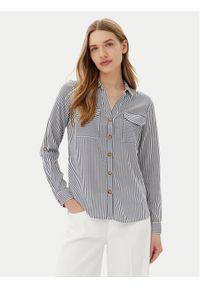 Vero Moda Koszula Bumpy 10275283 Granatowy Regular Fit. Kolor: niebieski. Materiał: wiskoza