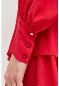 Patrizia Pepe sukienka kolor czerwony mini rozkloszowana. Kolor: czerwony. Materiał: tkanina. Długość rękawa: długi rękaw. Typ sukienki: rozkloszowane. Długość: mini #3