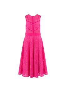 Pinko Sukienka "Celibe" | 1G13UT 7321 | Kobieta | Różowy. Kolor: różowy. Materiał: elastan, poliamid, bawełna. Długość rękawa: bez rękawów. Wzór: ażurowy. Typ sukienki: dopasowane, rozkloszowane. Długość: midi