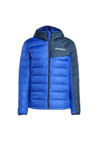 Adidas - Kurtka Terrex Multi Light Down Hooded. Kolor: niebieski, fioletowy, wielokolorowy. Materiał: materiał, puch. Sport: turystyka piesza