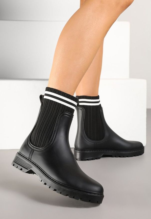 Born2be - Czarne Kalosze ze Skarpetkową Cholewką Lanisora. Okazja: na co dzień, na spacer. Kolor: czarny. Szerokość cholewki: normalna. Styl: sportowy, elegancki, casual