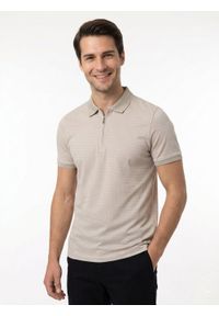 Dzianinowe Polo - Dekolt na Zamek - Brave Soul - Beż. Okazja: na co dzień. Typ kołnierza: polo. Kolor: beżowy, wielokolorowy, brązowy. Materiał: poliester. Styl: casual #2