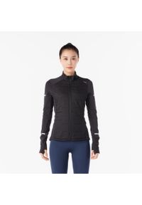 KIPRUN - Bluza do biegania damska Kiprun Vest Warm ocieplana. Kolor: czarny. Materiał: materiał. Sport: bieganie