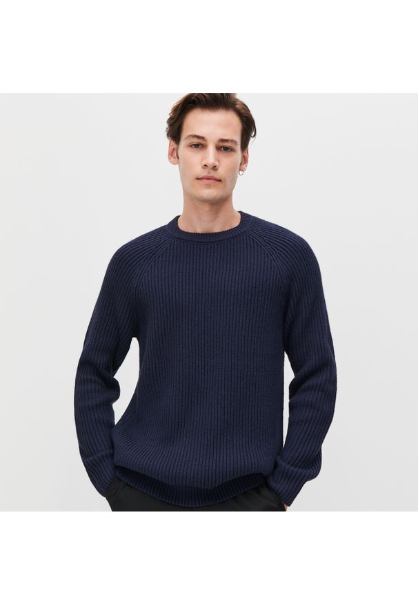 Reserved - Klasyczny sweter - Granatowy. Kolor: niebieski. Styl: klasyczny
