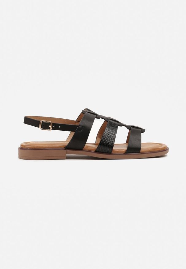 Born2be - Czarne Sandały w Stylu Rzymianek Nilitte. Okazja: na co dzień. Zapięcie: sprzączka. Kolor: czarny. Sezon: wiosna. Styl: casual, elegancki