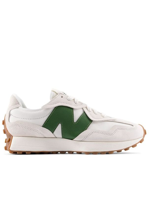 Buty unisex New Balance U327WKN - beżowe. Okazja: na co dzień. Zapięcie: sznurówki. Kolor: beżowy. Materiał: guma, skóra, prążkowany, zamsz, materiał. Szerokość cholewki: normalna